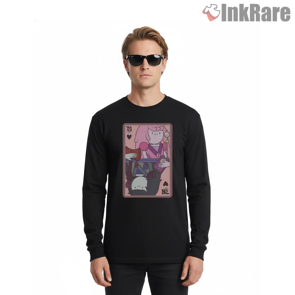 Marceline Princess Bubblegum Playing Card Art Long Sleeve Black Marceline Princess Bubblegum Playing Card Art Shirt on black long sleeve shirt for men graphic tee