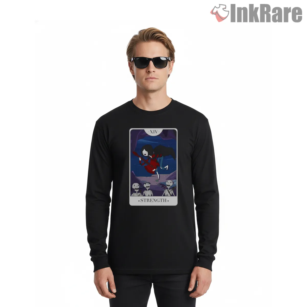 Marceline Strength Tarot Card Gothic Cartoon Long Sleeve Black Marceline Strength Tarot Card Gothic Cartoon Shirt on black long sleeve shirt for men graphic tee