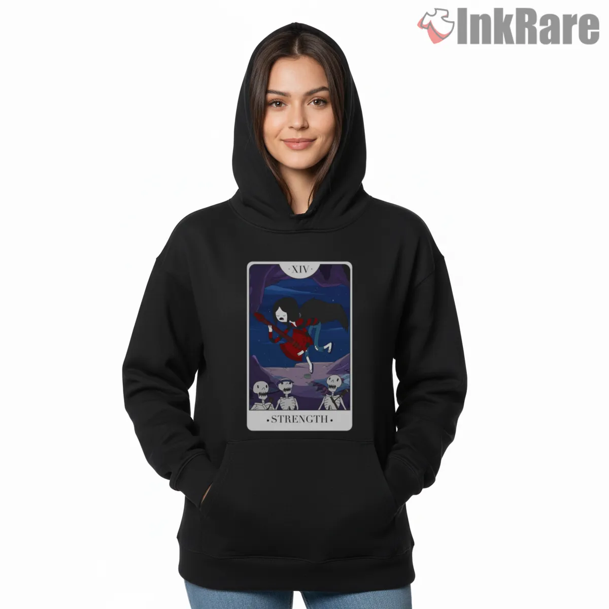 Marceline Strength Tarot Card Gothic Cartoon Hoodie Black Marceline Strength Tarot Card Gothic Cartoon Shirt on black hoodie for women graphic tee