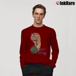 Men’s Marcelo Burlon County Of Milan Tiger Long-Sleeve Shirt in maroon | Sleek, Lightweight, Year-Round Wear