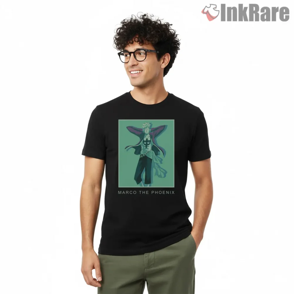 Marco The Phoenix Mythic Pirate Anime Shirt on black short sleeve shirt for men graphic tee