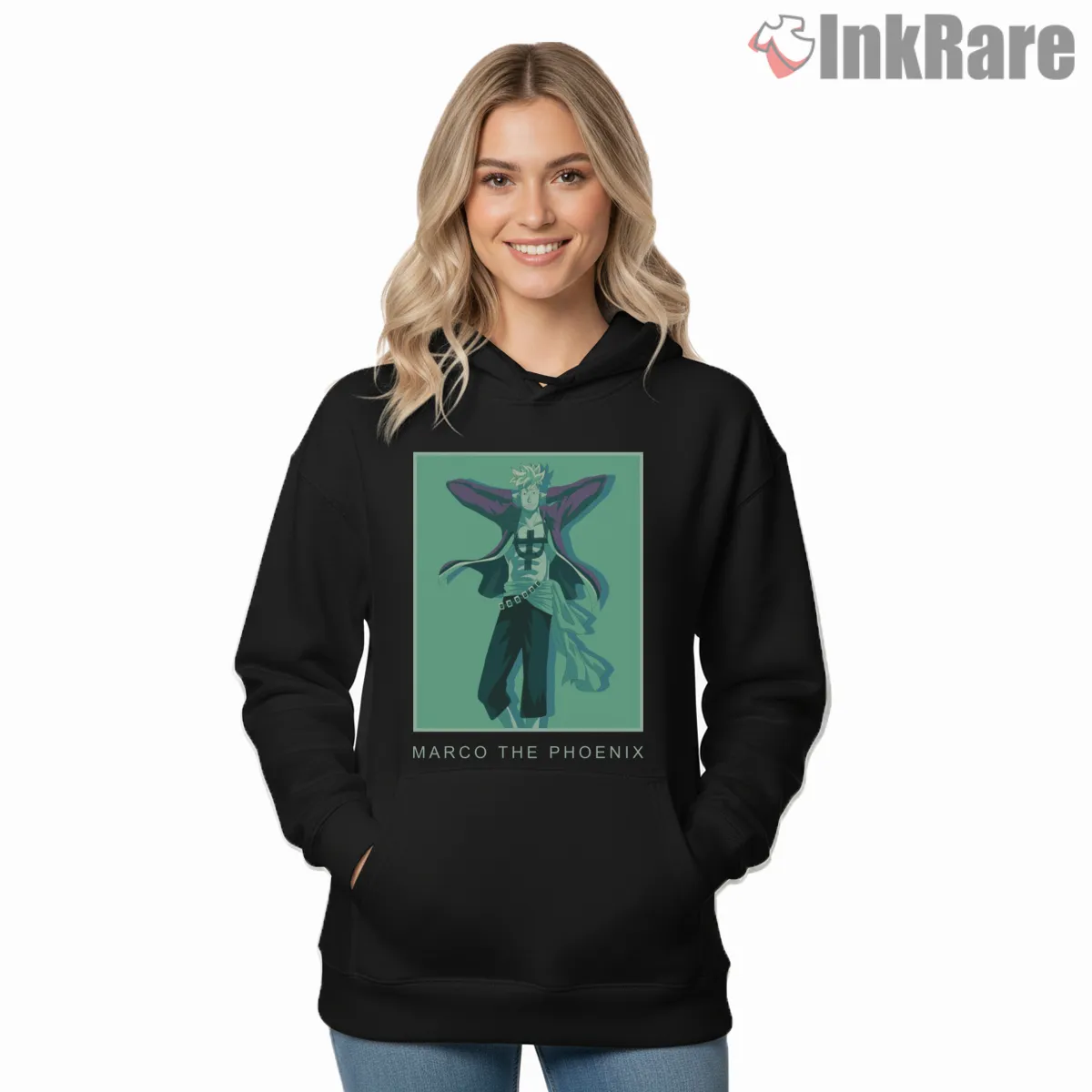 Marco The Phoenix Mythic Pirate Anime Shirt on black hoodie for women graphic tee