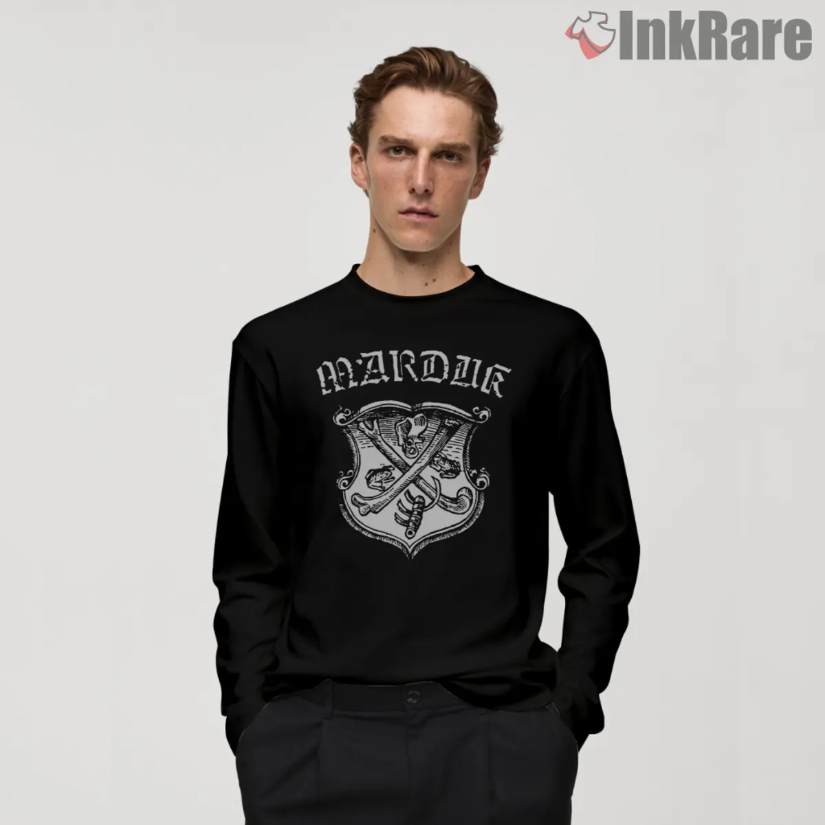 Long sleeve option with crest artwork in bone ink