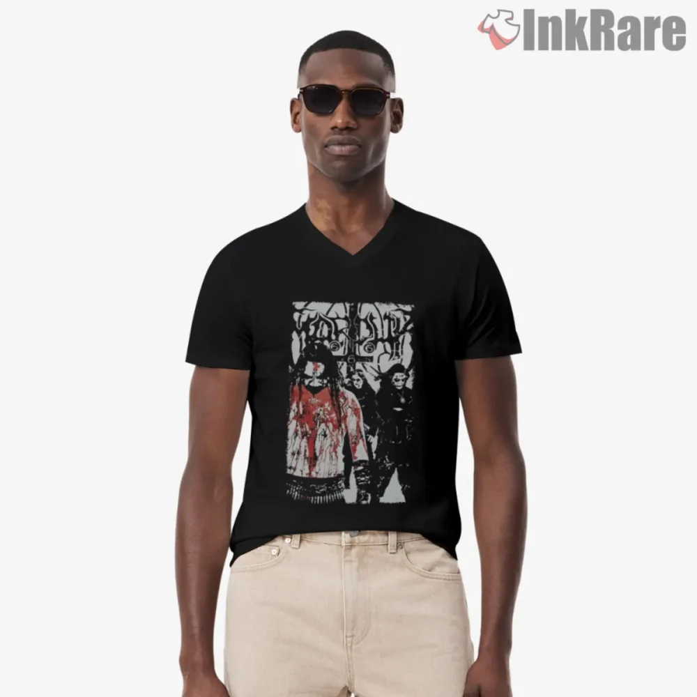 Marduk Bloody Band Shirt with stark red and white artwork on black tee front