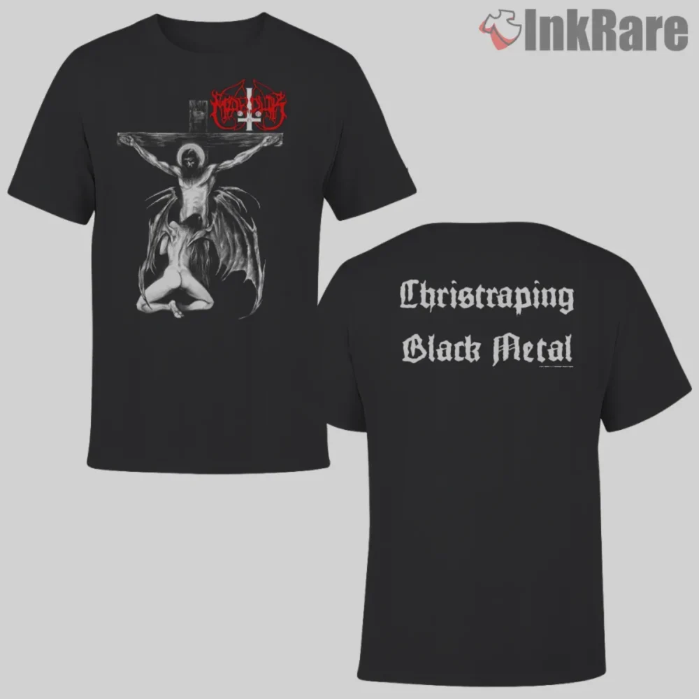 Marduk Christraping Black Metal Shirt two sided with front art and bold back text