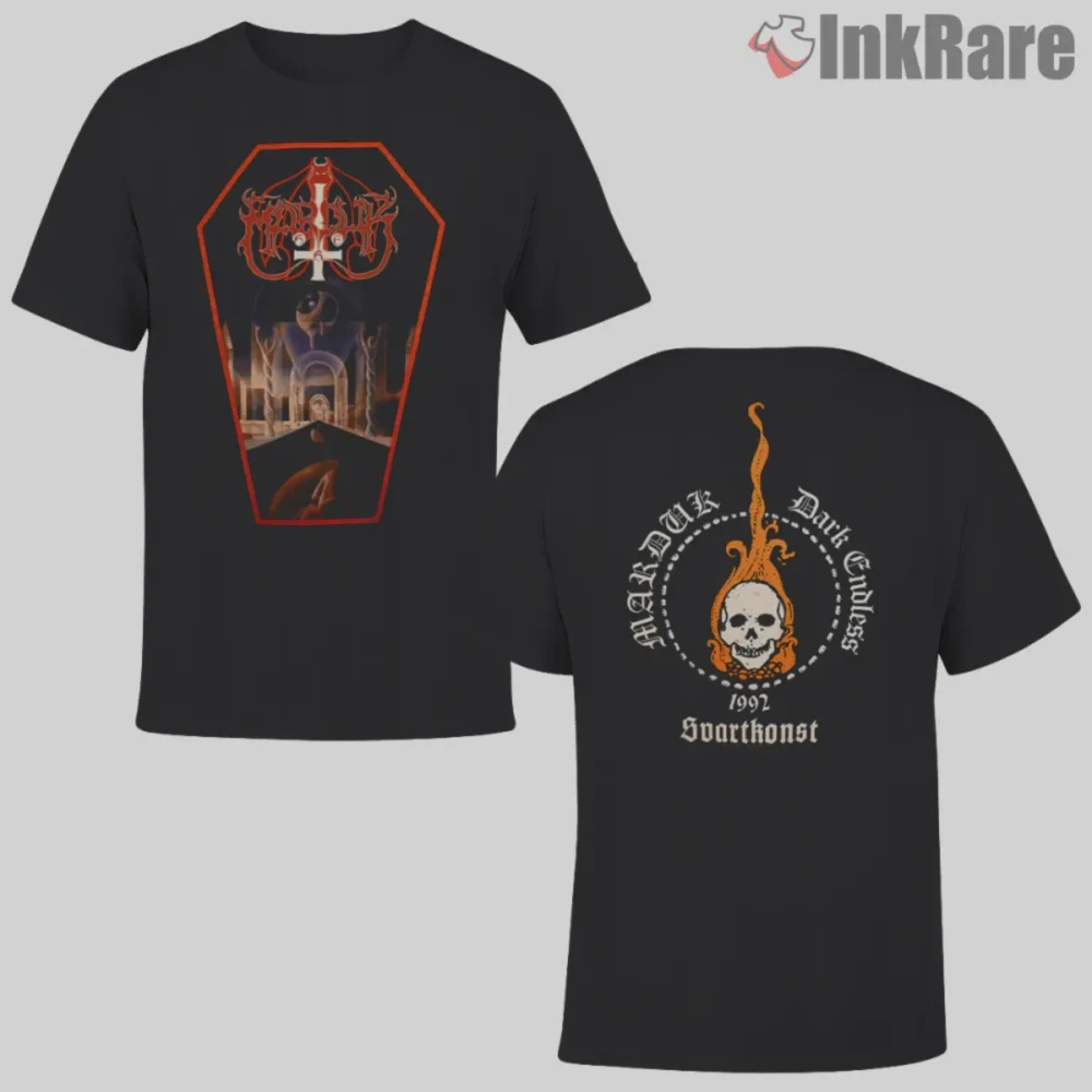 Marduk Dark Endless Shirt two sided with coffin front and flaming skull back