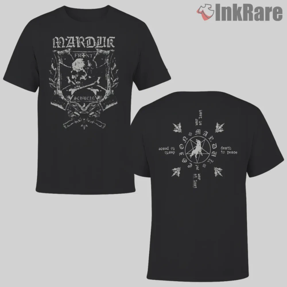 Marduk Frontschwein Shield Shirt two sided front and back design in black