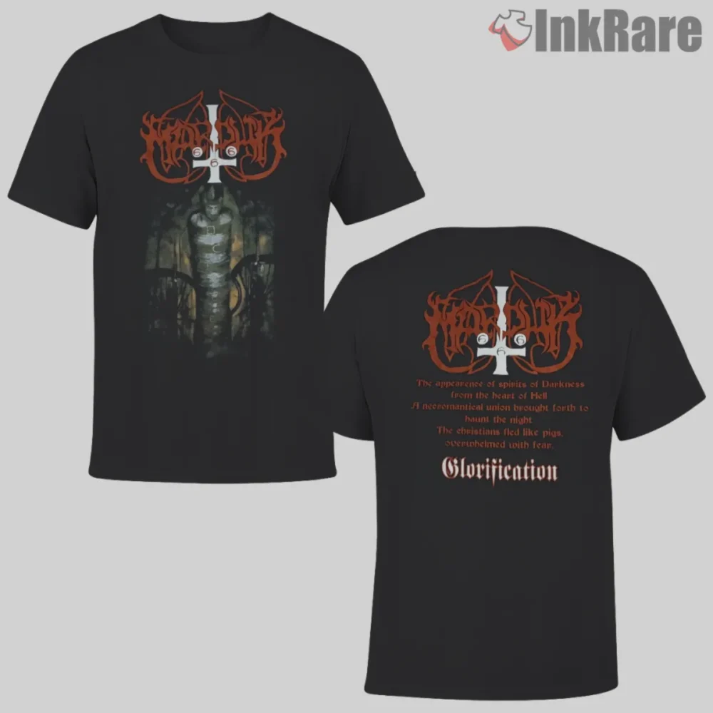 Marduk Glorification Shirt with red logo and ritual figure front two sided black