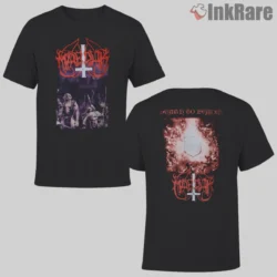 Marduk Heaven Shall Burn Shirt two sided black tee with vivid crest and album scene