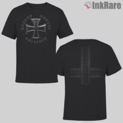 Marduk Iron Cross Shirt front and back two sided design with distressed crest and bullet cross