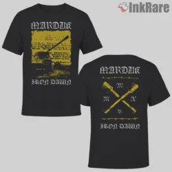 Marduk Iron Dawn Shirt two sided with yellow tank stencil and barbed wire