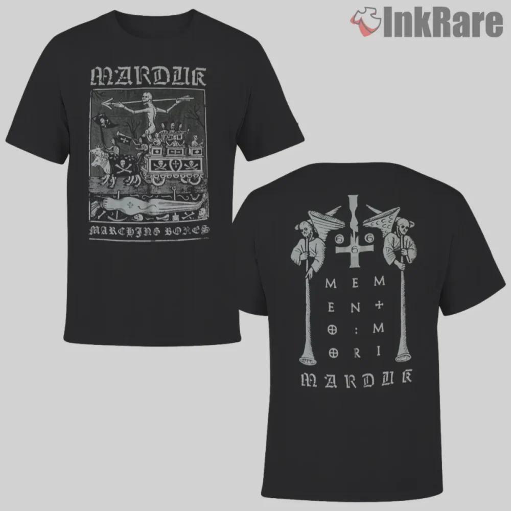 marduk marching bones Double Sided shirt with front etching and Memento Mori back