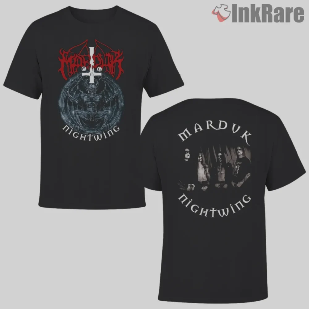 Marduk Nightwing Double Sided Shirt black tee with sigil front and band photo back