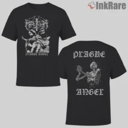 Marduk Plague Angel Double Sided shirt in black with statue front and skeletal back