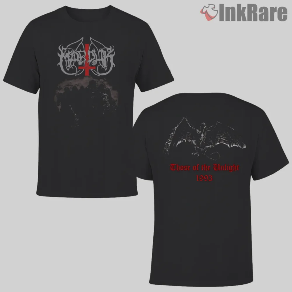 Marduk Those Of The Unlight Double Sided Shirt black tee with crest front and bat back