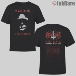 Marduk Viktoria Double Sided Shirt with portrait front and tour back in red on black