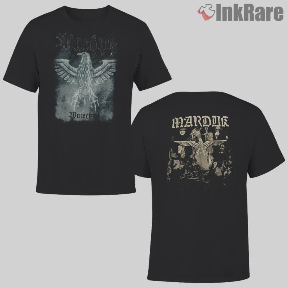 Marduk Warschau Double Sided Shirt with stone textured eagle crest on black