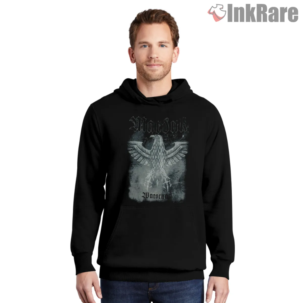 Black hoodie option with Warschau artwork