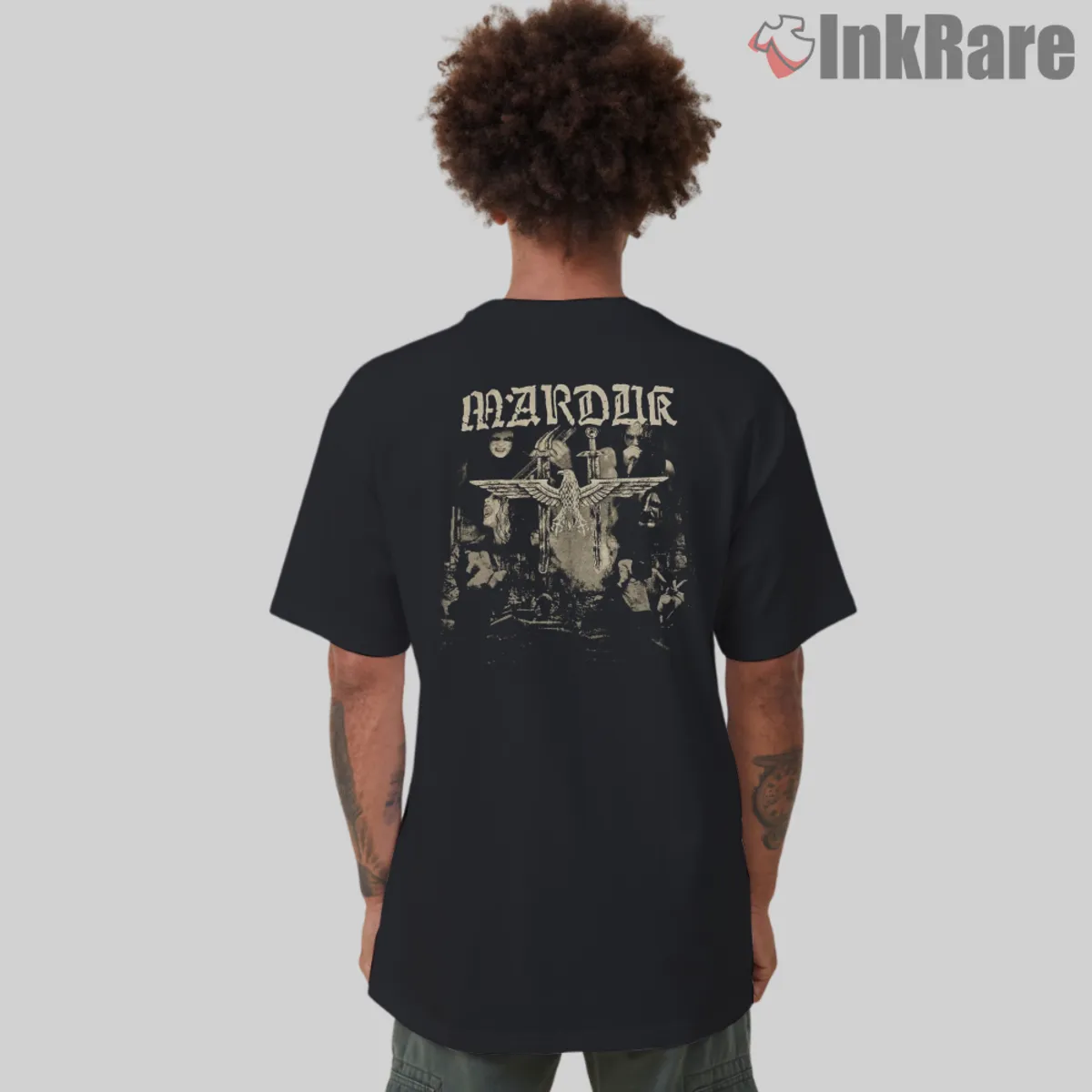 Marduk Warschau Back Print Version One Back view with live scene collage and band logo