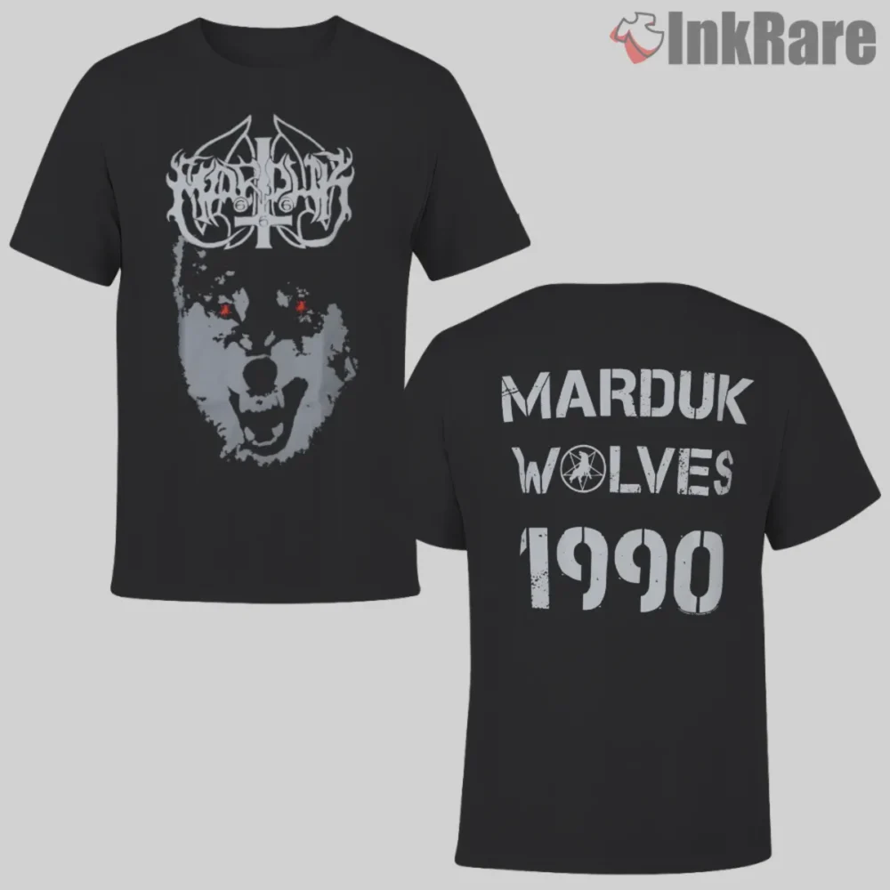 Marduk Wolves Double Sided Shirt front and back artwork in gray on black