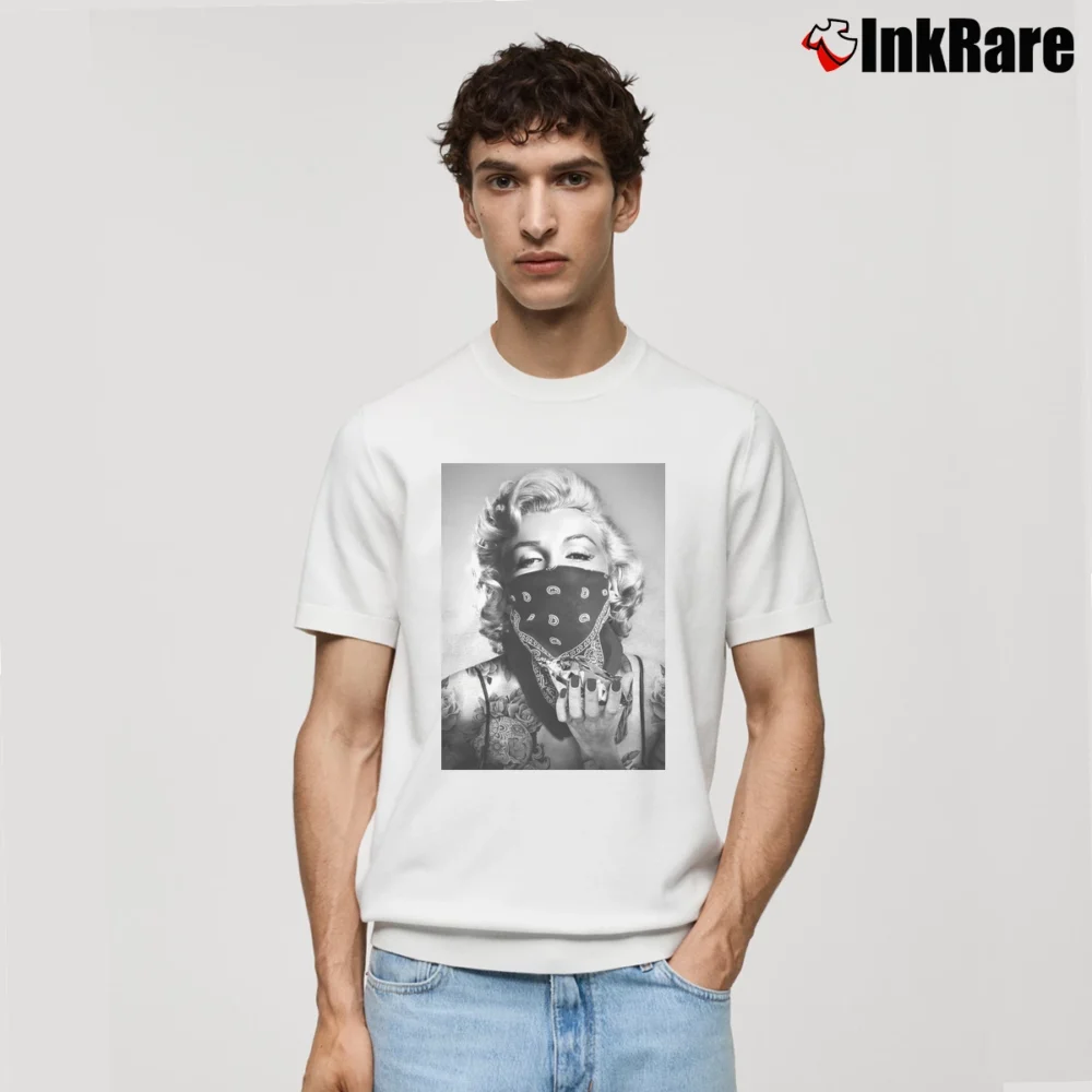 Men’s Marilyn Monroe Black Bandana Classic T-Shirt in white | Soft, Breathable Everyday Wear