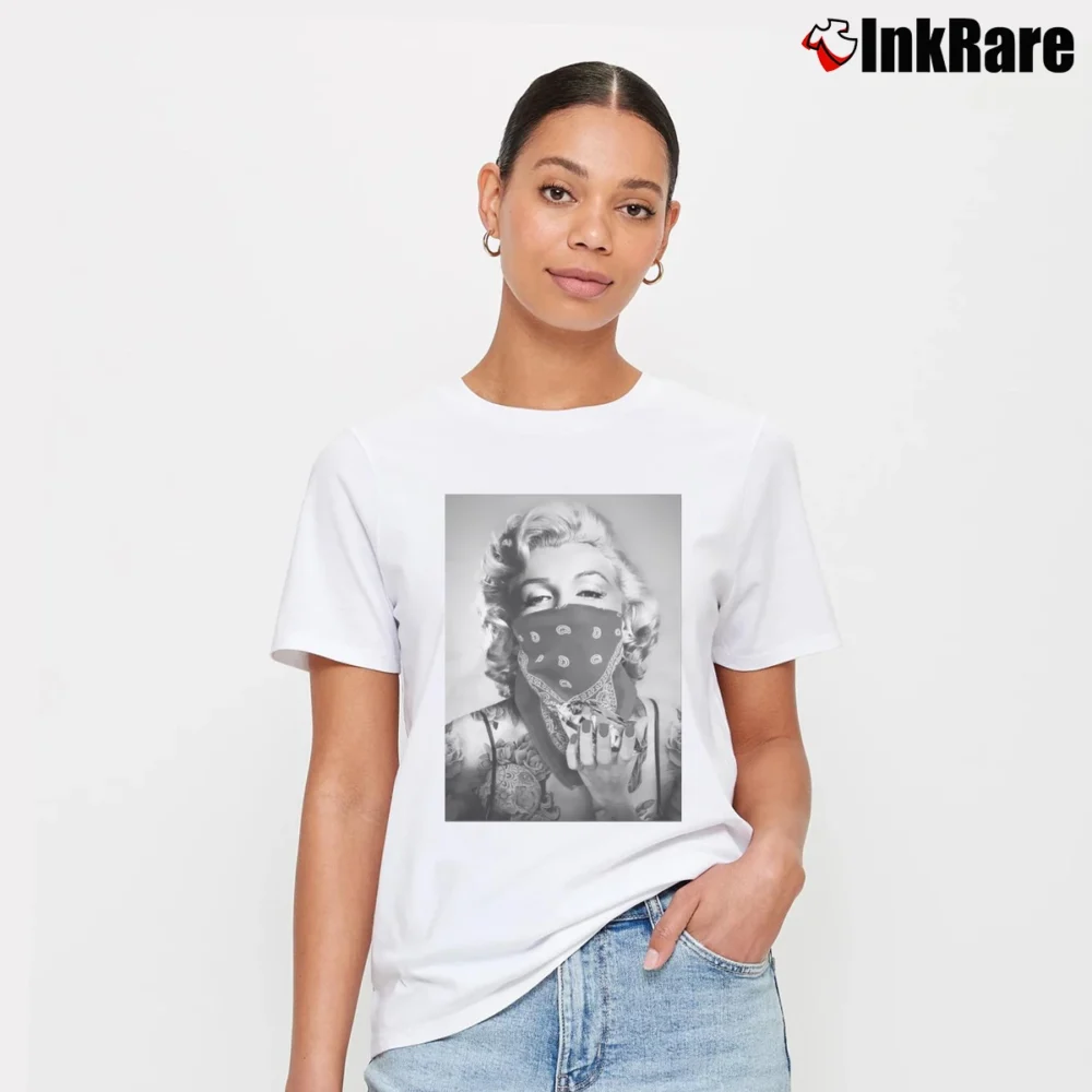 Women’s Marilyn Monroe Black Bandana T-Shirt in white | Soft, Flattering Fit