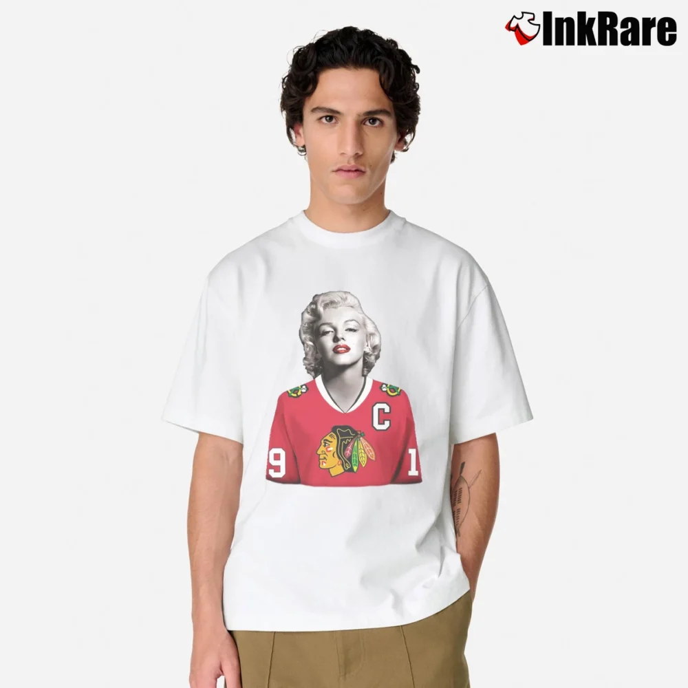 Men’s Marilyn Monroe Chicago Blackhawks Classic T-Shirt in white | Soft, Breathable Everyday Wear