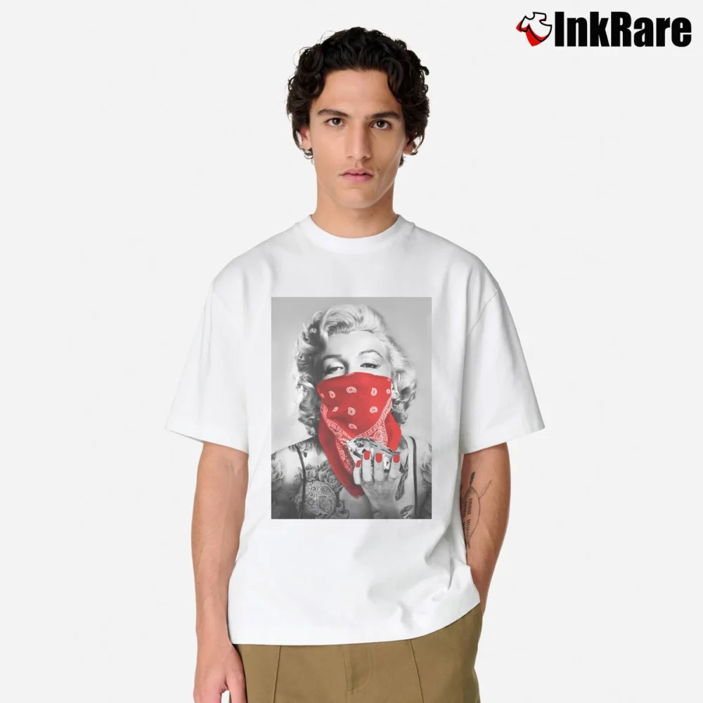 Men’s Marilyn Monroe Red Bandana Classic T-Shirt in white | Soft, Breathable Everyday Wear