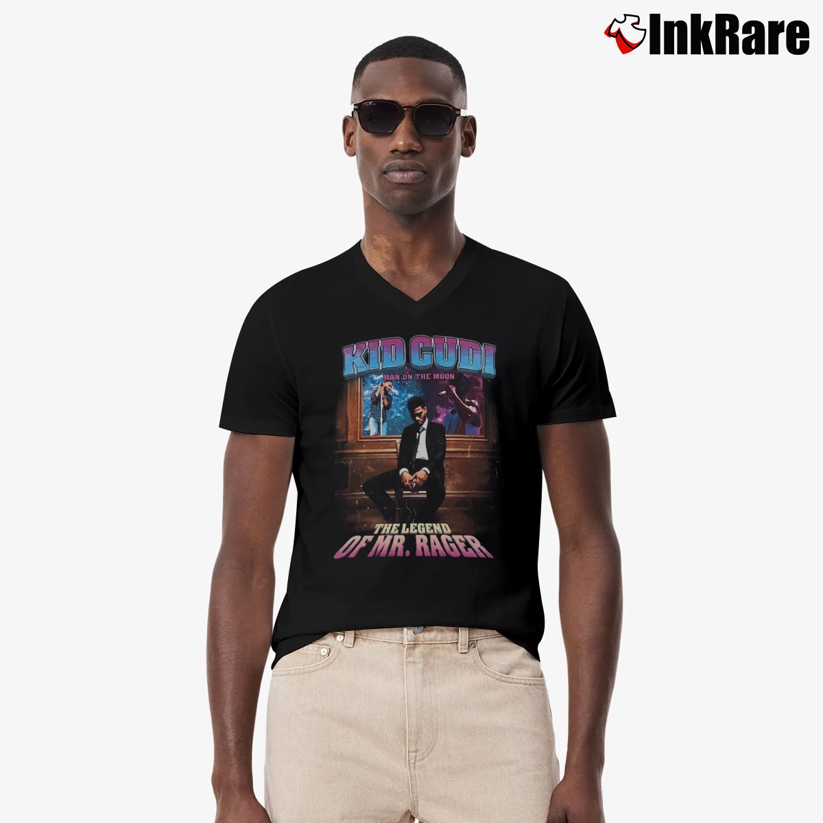 Men’s Marino Morwood Graphic Statement V-Neck Tee in black | Sharp, Breathable, Everyday Staple