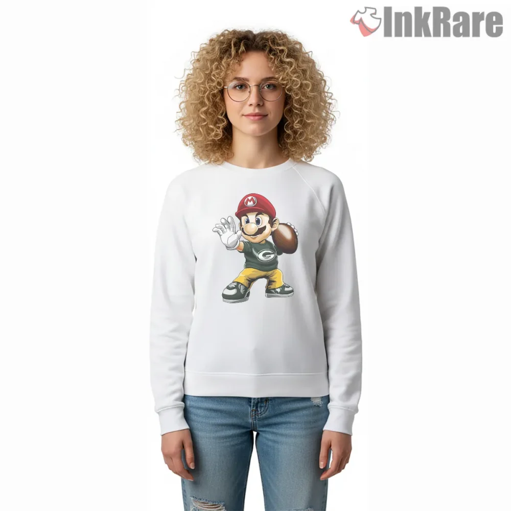 Mario Green Bay Football Mashup Sports Fan Shirt on graphic shirt for women graphic tee