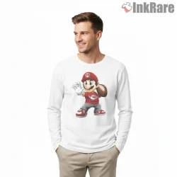 Mario Kansas City Football Mashup Game Day Shirt on white long sleeve shirt for men graphic tee