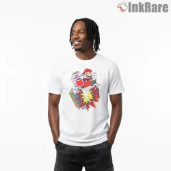 Mario Soda Explosion Retro Pop Art Action Shirt on white short sleeve shirt for men graphic tee
