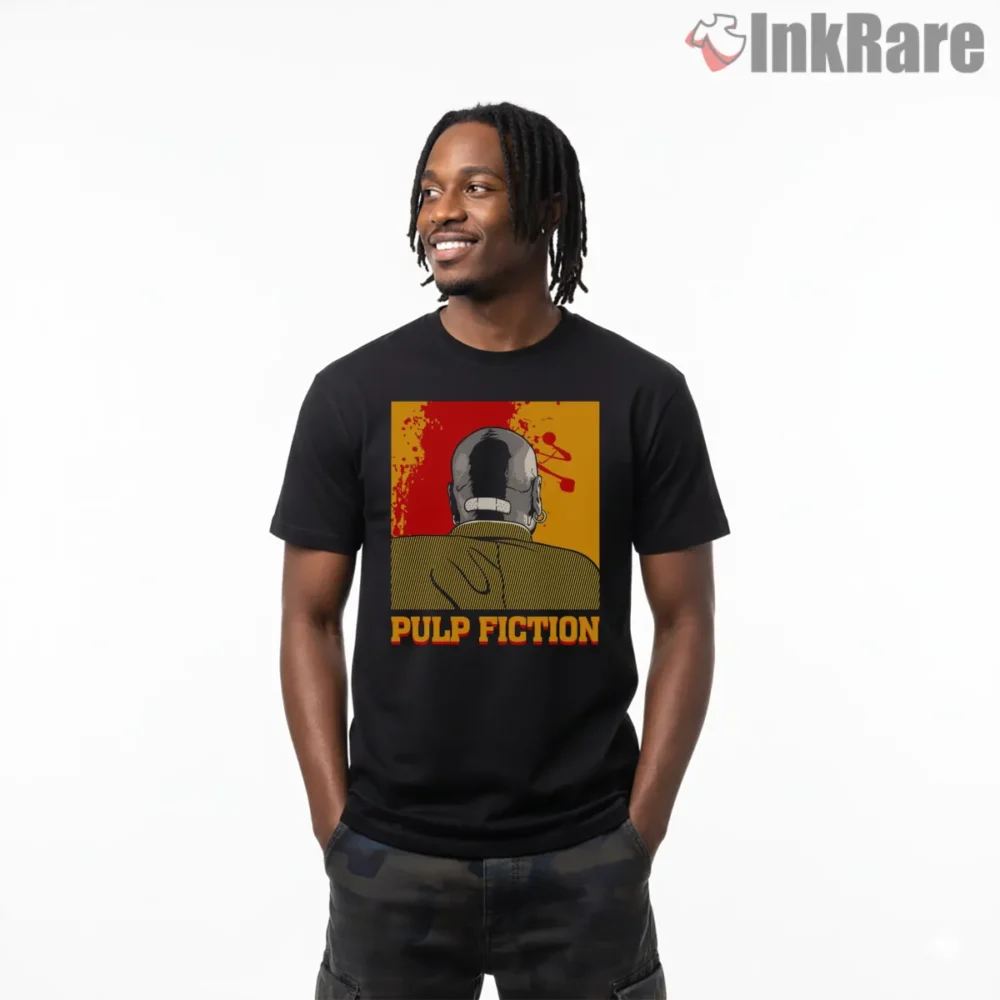 Marsellus Wallace Graphic Silhouette Shirt on black short sleeve shirt for men graphic tee