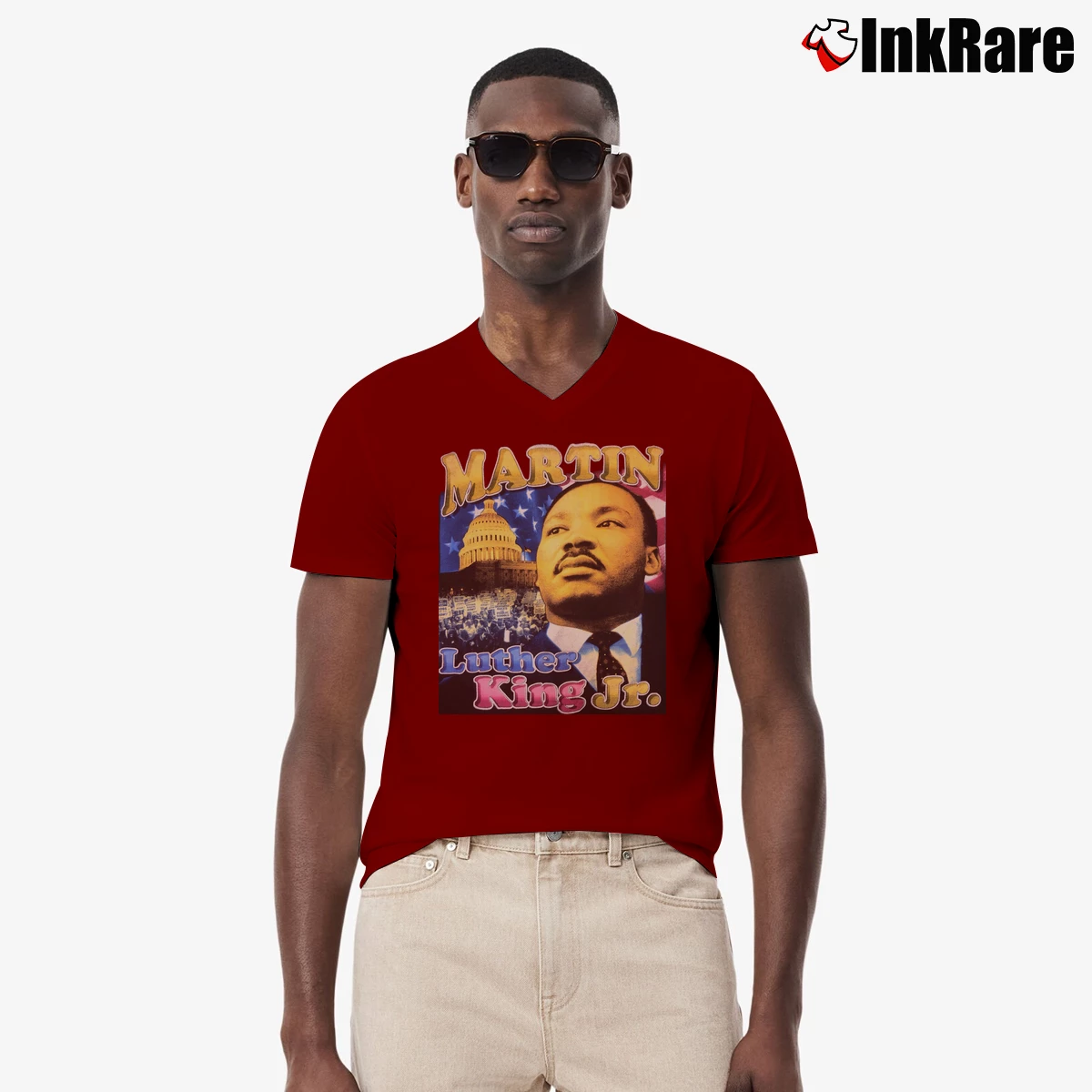 martin luther king jr Men’s V-Neck Tee in maroon – Modern Essential Men’s martin luther king jr V-Neck Tee in maroon | Sharp, Breathable, Everyday Staple