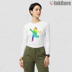 Martin Prince Rainbow Glow Cartoon Energy Shirt on white long sleeve shirt for women graphic tee
