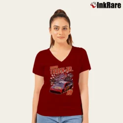 Women’s Martin Truex Jr V-Neck Tee in maroon | Chic Neckline, Soft Texture
