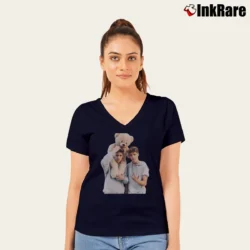 Women’s Martinez Twins Classic Graphic V-Neck Tee in navy | Chic Neckline, Soft Texture