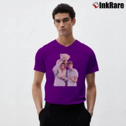Men’s Martinez Twins Classic Graphic V-Neck Tee in purple | Sharp, Breathable, Everyday Staple