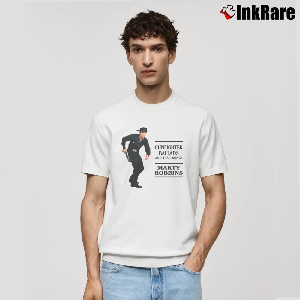 Men’s Marty Robbins Gunfighter Ballads Music Classic T-Shirt in white | Soft, Breathable Everyday Wear