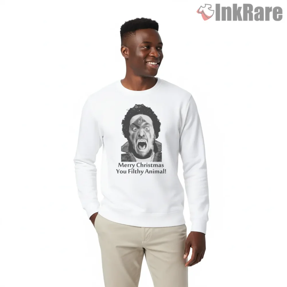 Marv Iron Face Merry Christmas You Filthy Animal Shirt on graphic shirt for men graphic tee