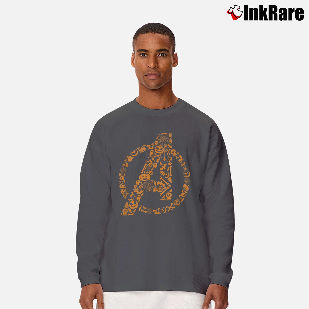 Men’s Marvel Avengers A Logo Halloween Long-Sleeve Shirt in charcoal | Sleek, Lightweight, Year-Round Wear