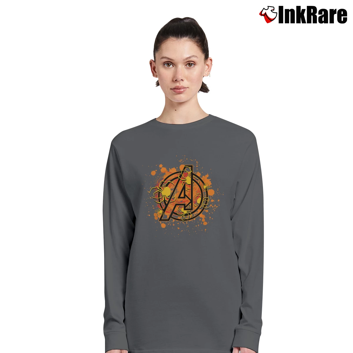 Women’s Marvel Avengers Spooky Spiders Halloween Long-Sleeve Top in charcoal | Sleek, Versatile, All-Season