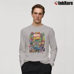 Men’s Marvel Comics Heroes Group Shot Graphic Long-Sleeve Shirt in sport grey | Sleek, Lightweight, Year-Round Wear