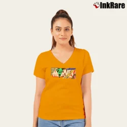 Women’s Marvel Fan Art Avengers Lover Best Gift V-Neck Tee in orange | Chic Neckline, Soft Texture