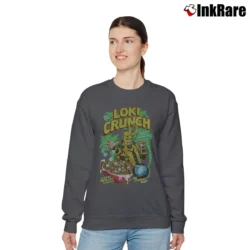 Women’s Marvel Loki Charms Cereal Avengers Comic Relaxed Sweatshirt in charcoal | Soft, Laid-Back Vibe