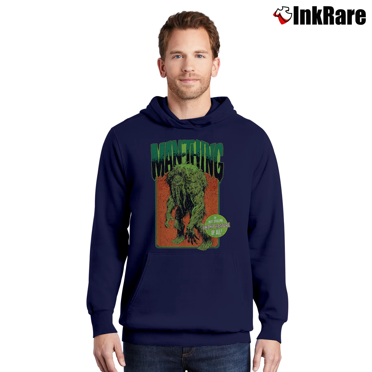 Men’s Marvel Monsters Man Thing Swamp Creature Halloween Pullover Hoodie in navy | Cozy, Durable, Modern Fit