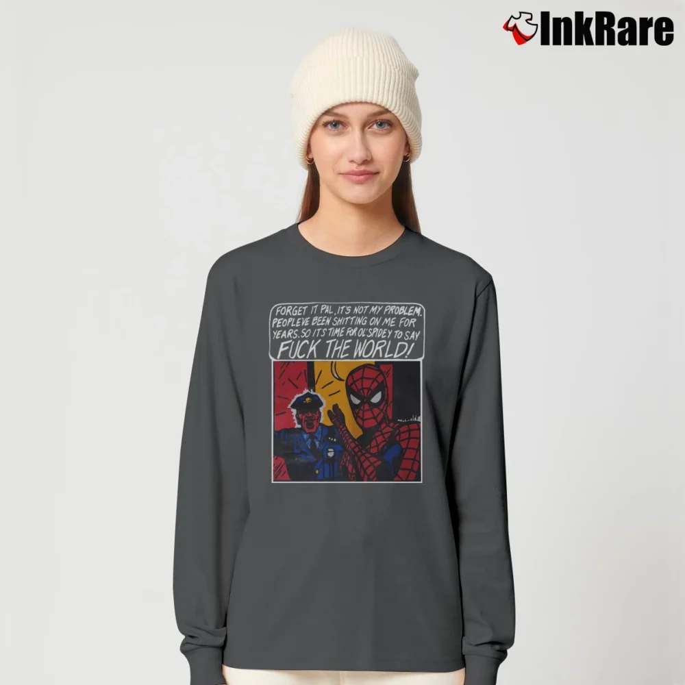 Women’s Marvel Spider - man Fuck The World Classic Long-Sleeve Top in charcoal | Sleek, Versatile, All-Season
