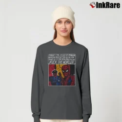 Women’s Marvel Spider - man Fuck The World Classic Long-Sleeve Top in charcoal | Sleek, Versatile, All-Season