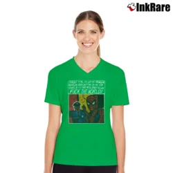 Women’s Marvel Spider - man Fuck The World Classic V-Neck Tee in irish green | Chic Neckline, Soft Texture