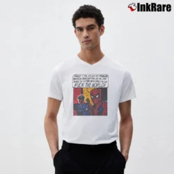 Men’s Marvel Spider - man Fuck The World V-Neck Tee in white | Sharp, Breathable, Everyday Staple